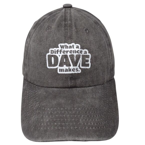 What A Difference A DAVE Makes Slideback Hat Gray OSFA Adjustable 6 Panel Cotton - Picture 1 of 8